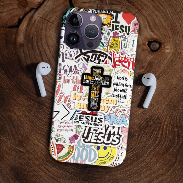 Jesus My Supper Herro Cross Sticker Personalized Phone Case - Christian Phone Case - Bible Verse Phone Case