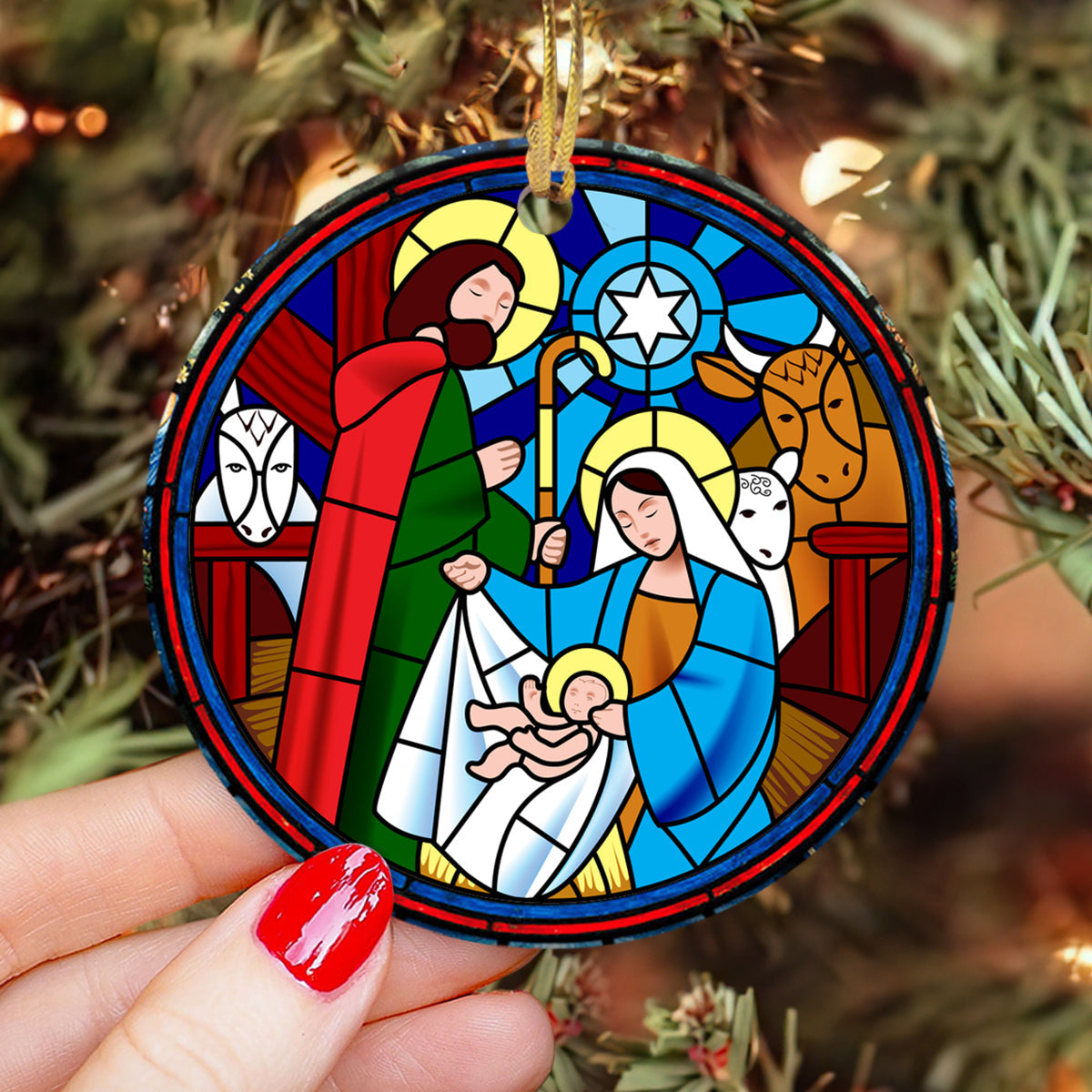 Jesus Nativity 2 Ceramic Circle Ornament - Decorative Ornament - Christmas Ornament