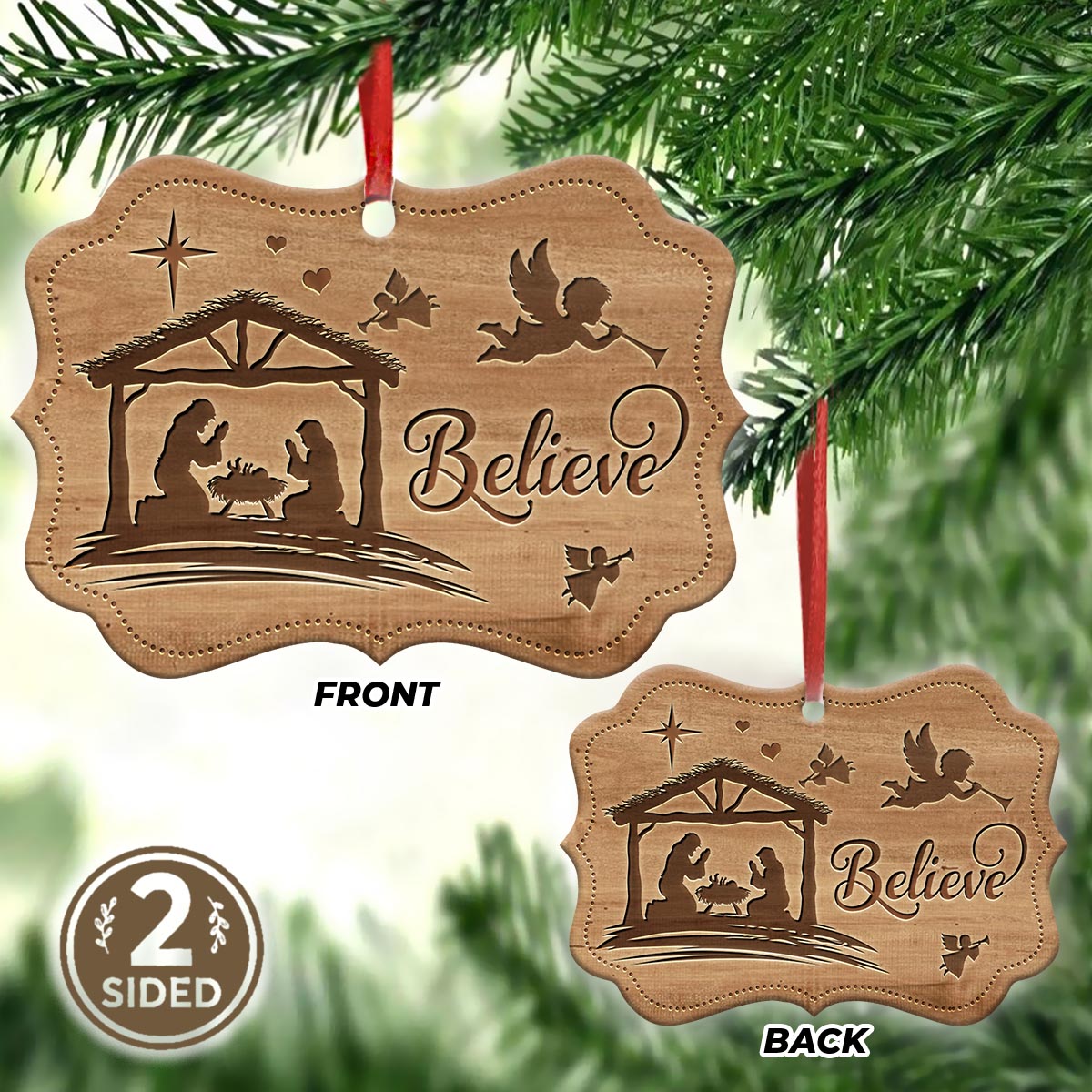 Jesus Nativity Believe Metal Ornament - Christmas Ornament - Christmas Gift