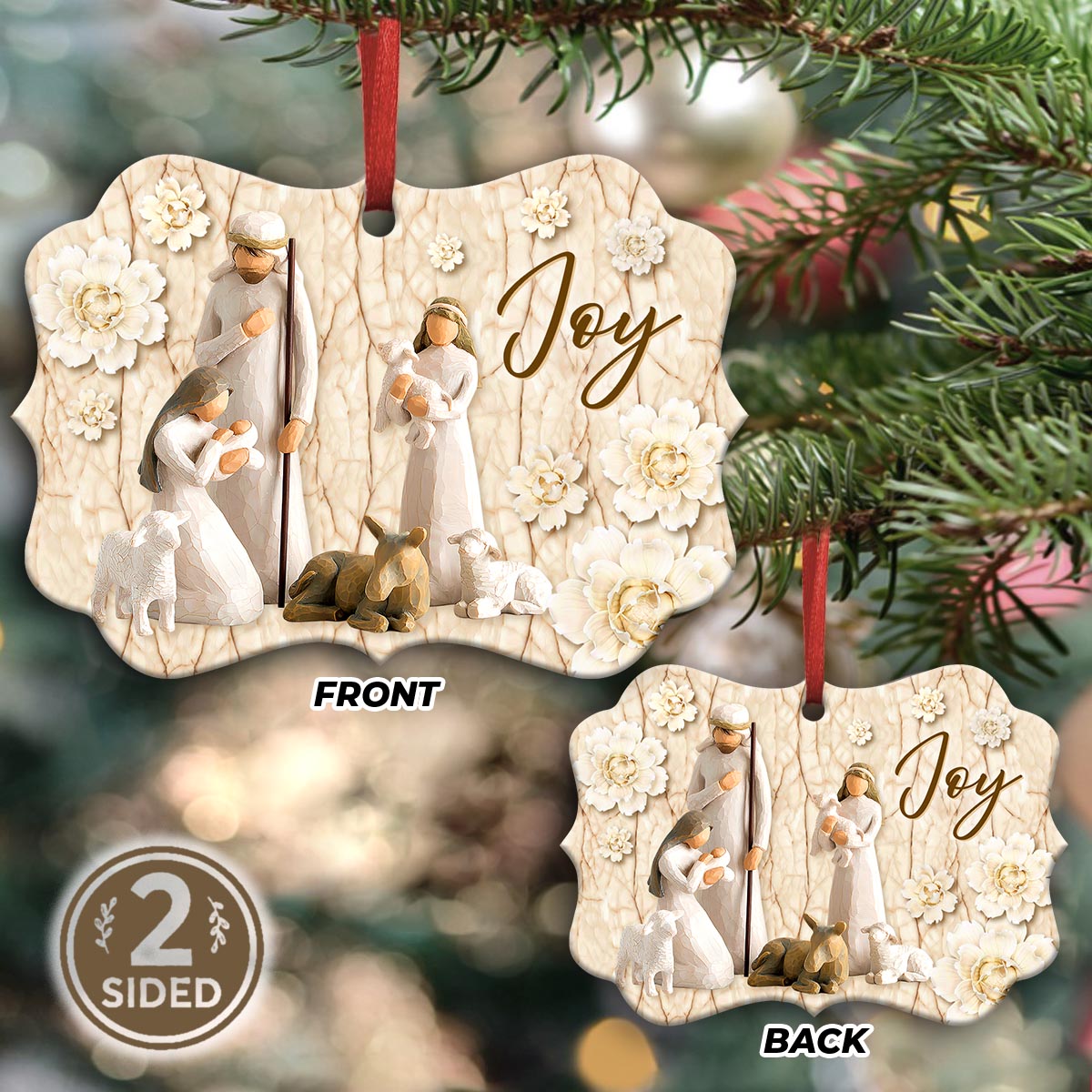 Jesus Nativity Joy 2 Metal Ornament - Christmas Ornament - Christmas Gift