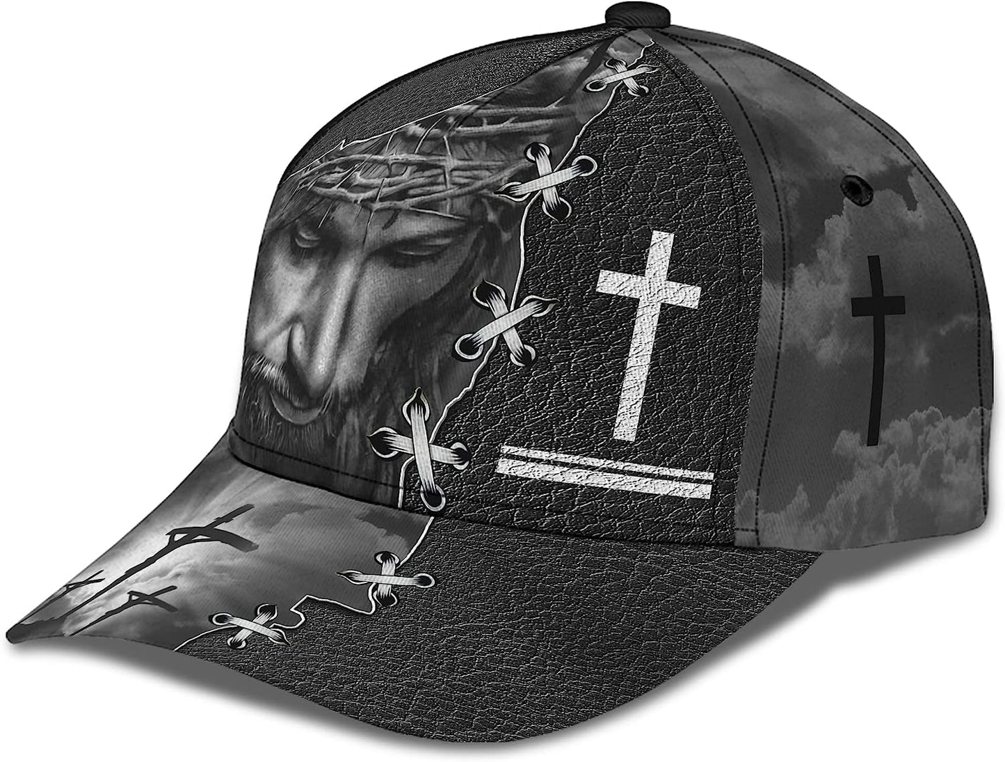 Jesus On The Cross Religion Crown Of Thorn All Over Print Baseball Cap - Christian Hats For Men Women