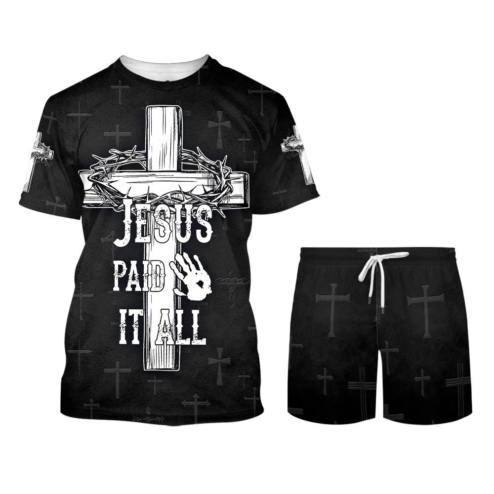 Jesus Paid It All Cross Crown Of Thorns 3d Shirts - Christian T Shirts For Men And Women
