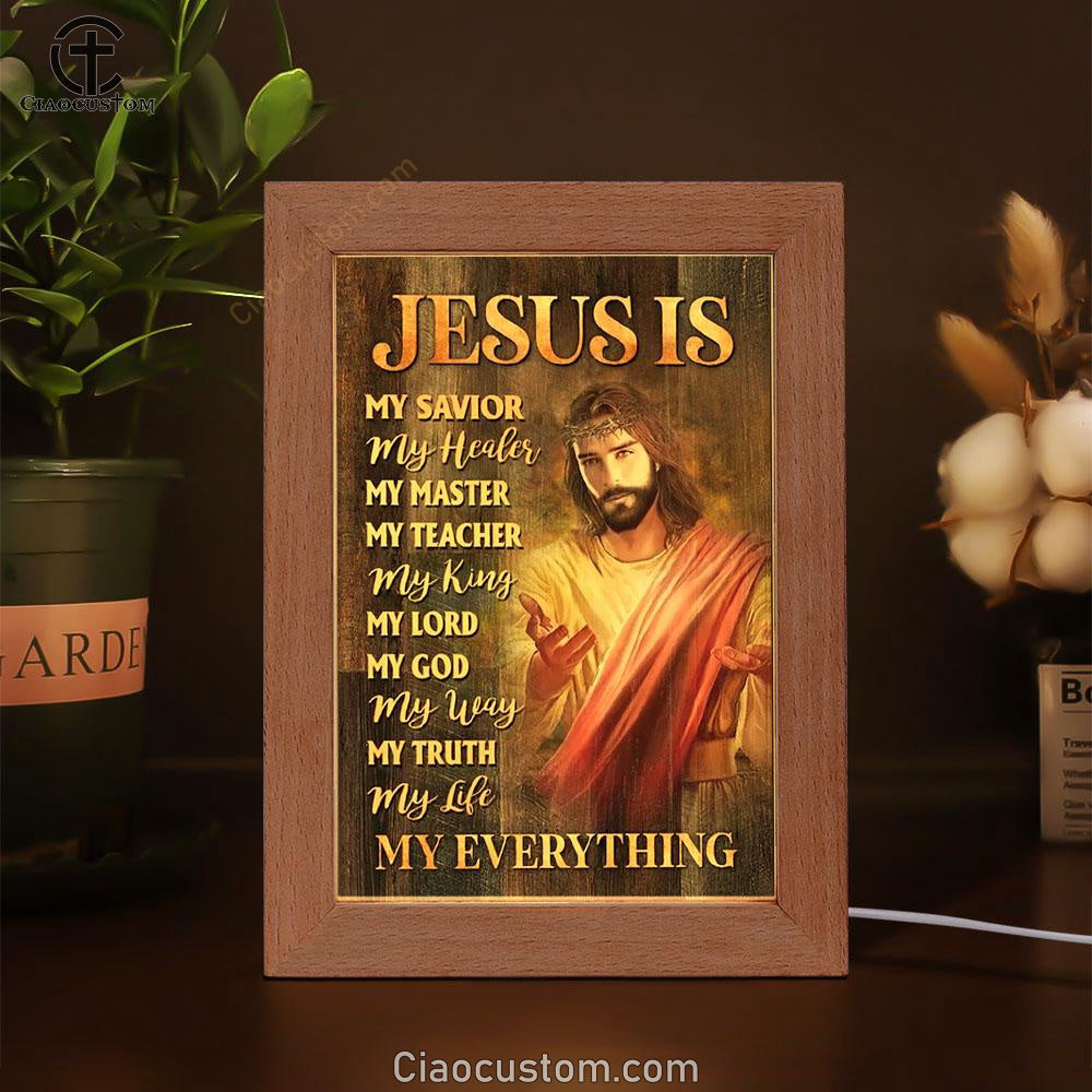 Jesus Painting, Crown Of Thorn, Jesus Is My Savior, My Healer Frame Lamp