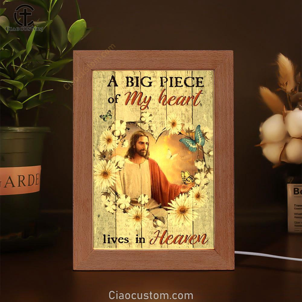 Jesus Painting, Gerbera Daisy, A Big Piece Of My Heart Frame Lamp