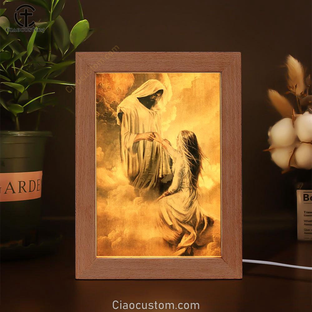 Jesus Painting, Jesus And Girl, Holding Hand Frame Lamp