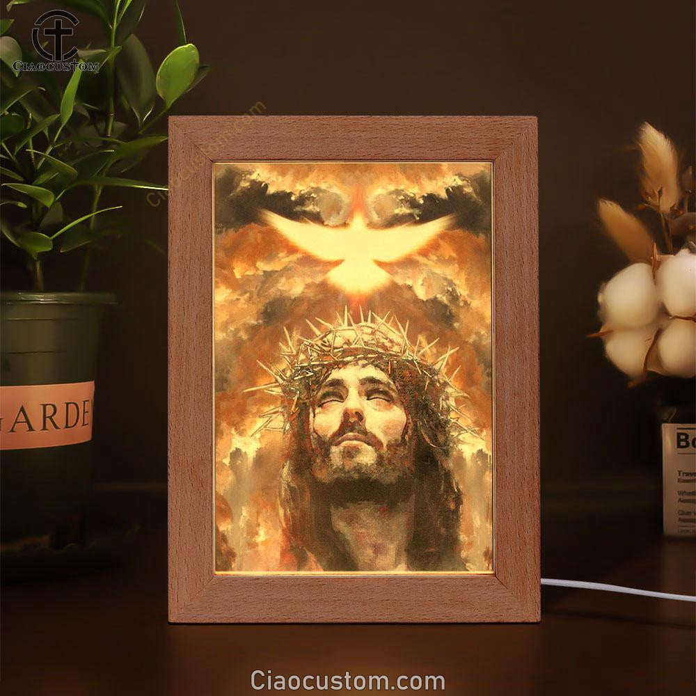 Jesus Painting, The Dove Of Peace, Heaven's Light, The Beautiful Sky Frame Lamp
