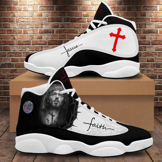 Jesus Portrait Art And Faith Basketball Shoes For Men Women - Christian Shoes - Jesus Shoes - Unisex Basketball Shoes