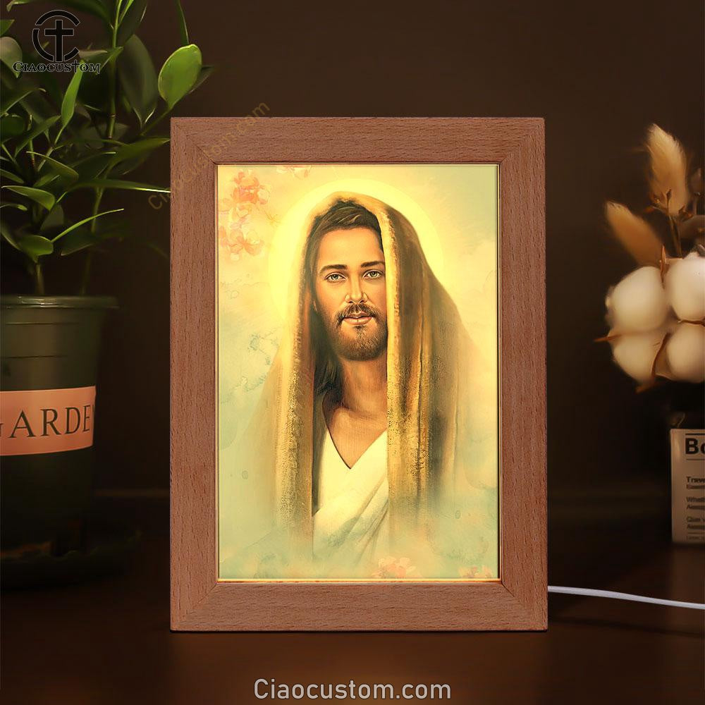 Jesus Portrait Frame Lamp - Jesus Art Prints - Jesus Art - Christian Home Decor