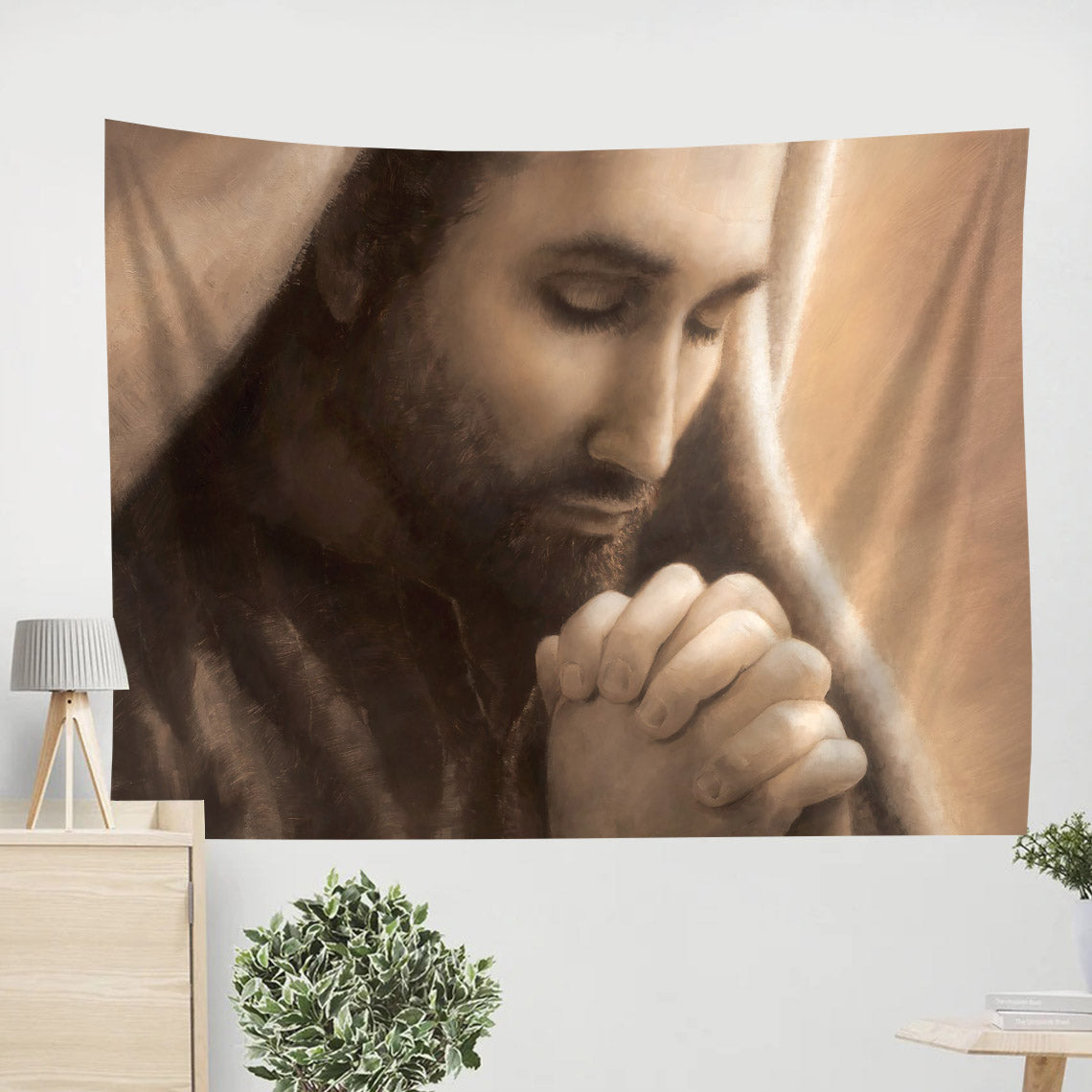 Jesus Prayer Tapestry - In Humility Tapestry Christian - Jesus Pictures - Christian Wall Tapestry