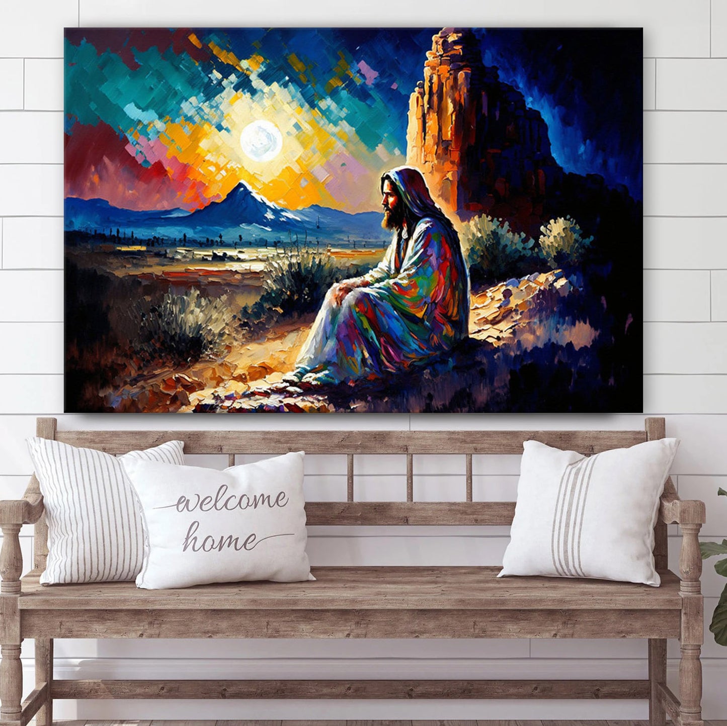 Jesus Prays In The Arizona Desert Canvas Pictures - Jesus Christ Canvas Art - Christian Wall Canvas