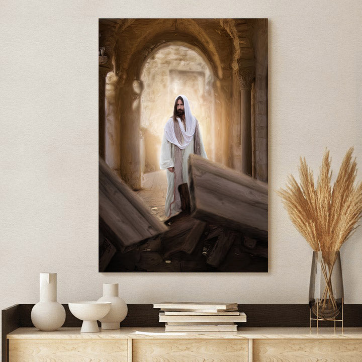 Jesus Standing In An Ornate Hall Canvas Pictures - Jesus Christ Art - Christian Canvas Wall Art