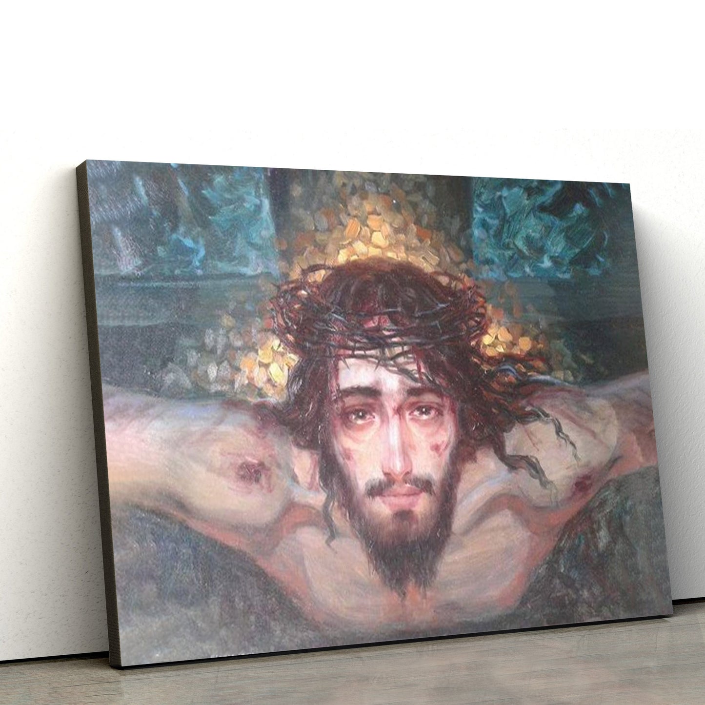 Jesus Thorns Crown Canvas Wall Art - Jesus Canvas Picture - Christian Canvas Art