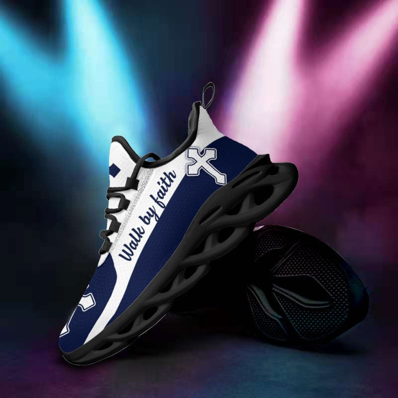 Jesus Walk By Faith Blue Yezy Running Sneakers 2 Max Soul Shoes - Christian Shoes For Men And Women