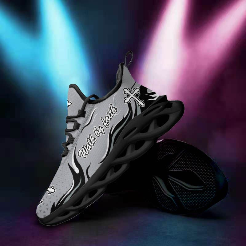 Jesus Walk By Faith Yezy Running Sneakers Silver Max Soul Shoes - Christian Shoes For Men And Women