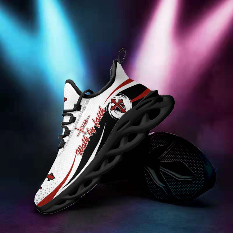 Jesus Walk By Faith Yezy Running Sneakers White Max Soul Shoes - Christian Shoes For Men And Women