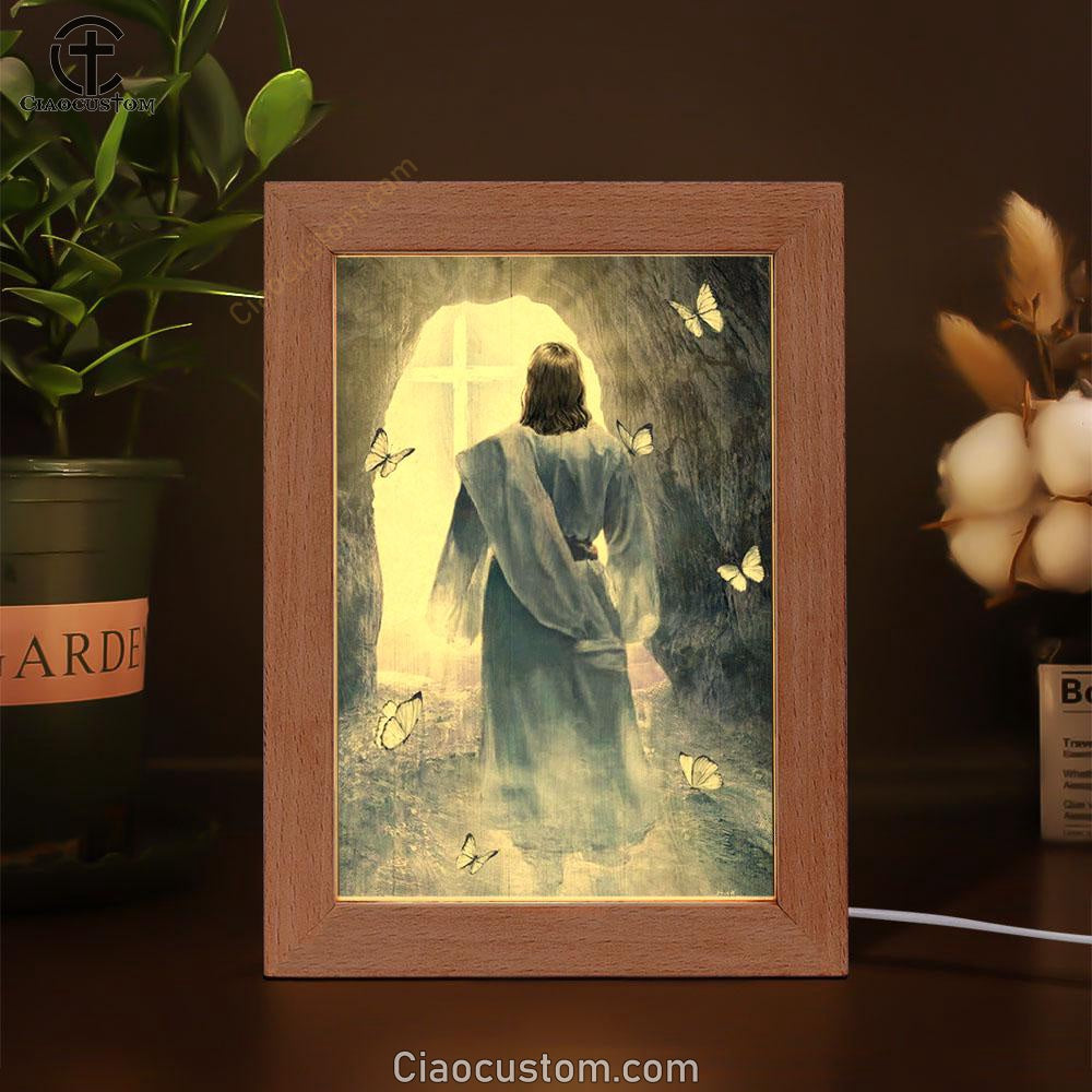 Jesus Walking, Butterfly, Path To Heaven, Cave Painting Frame Lamp