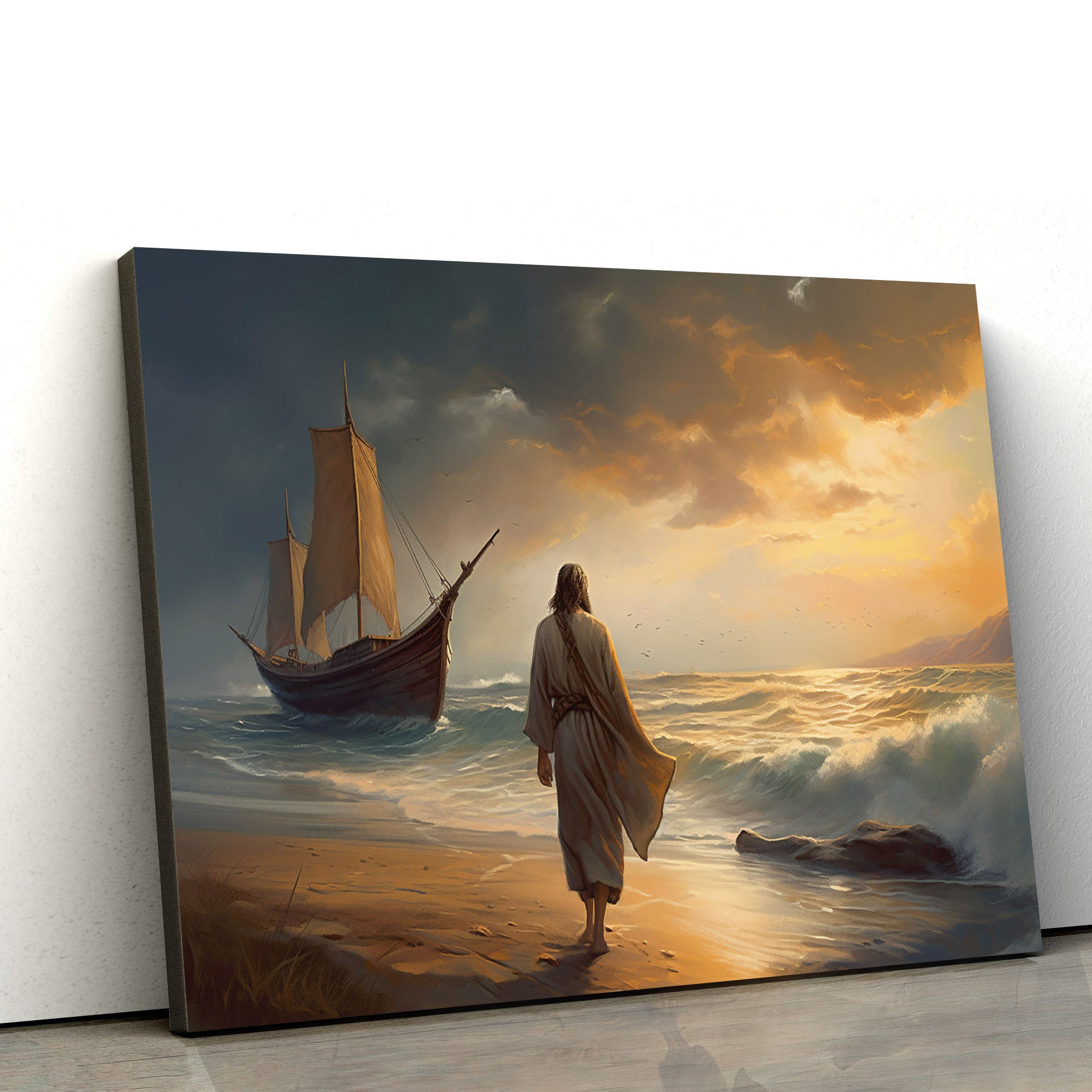 Jesus Walking On The Beach 1 Canvas Picture Jesus Christ Canvas jesus-walking-on-the-beach-1-canvas-picture-jesus-christ-canvas