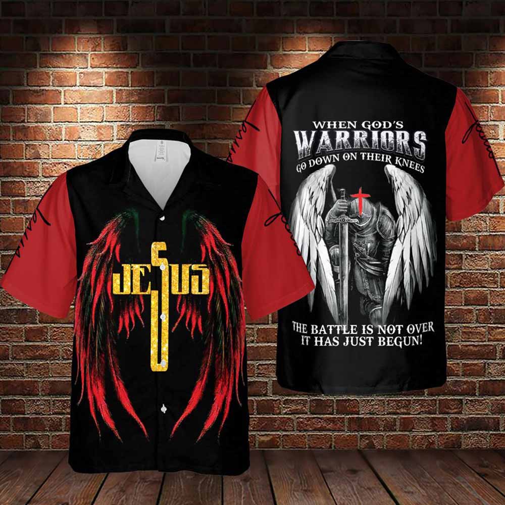 Jesus Warrior Angel Wings Hawaiian Shirt - Christian Hawaiian Shirts For Women Men