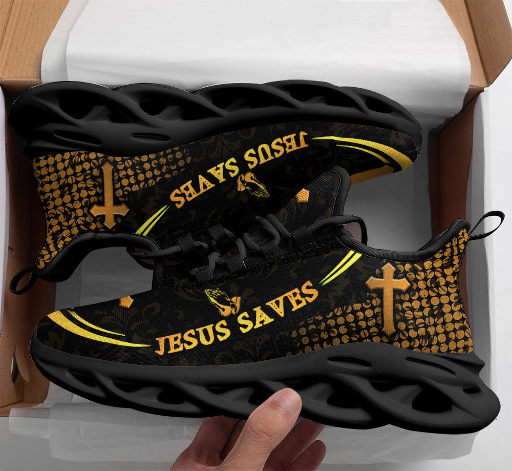 Jesus White Black Saves Yezy Running Sneakers Max Soul Shoes - Christian Shoes For Men And Women