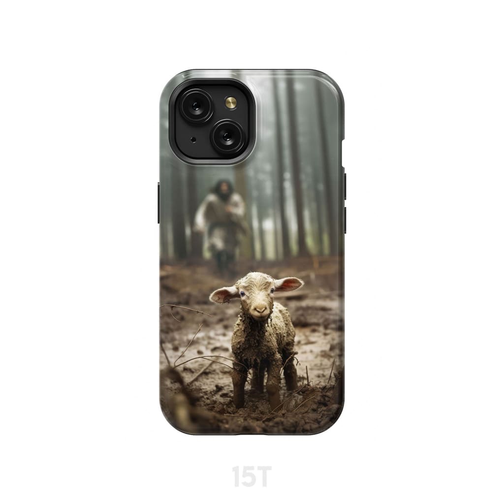 Jesus With The Sheep Jesus Running After Lamb Phone Case - Bible Verse IPhone & Samsung Cases