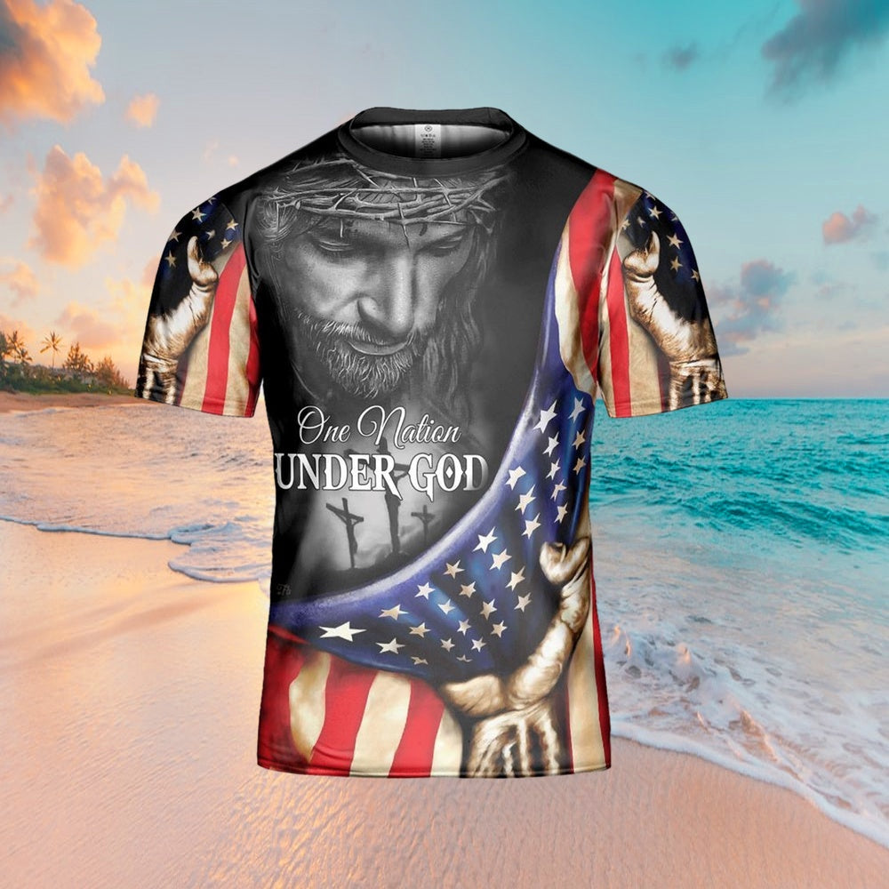 Jesuss One Nation Under God 3d T Shirts - Christian Shirts For Men&Women