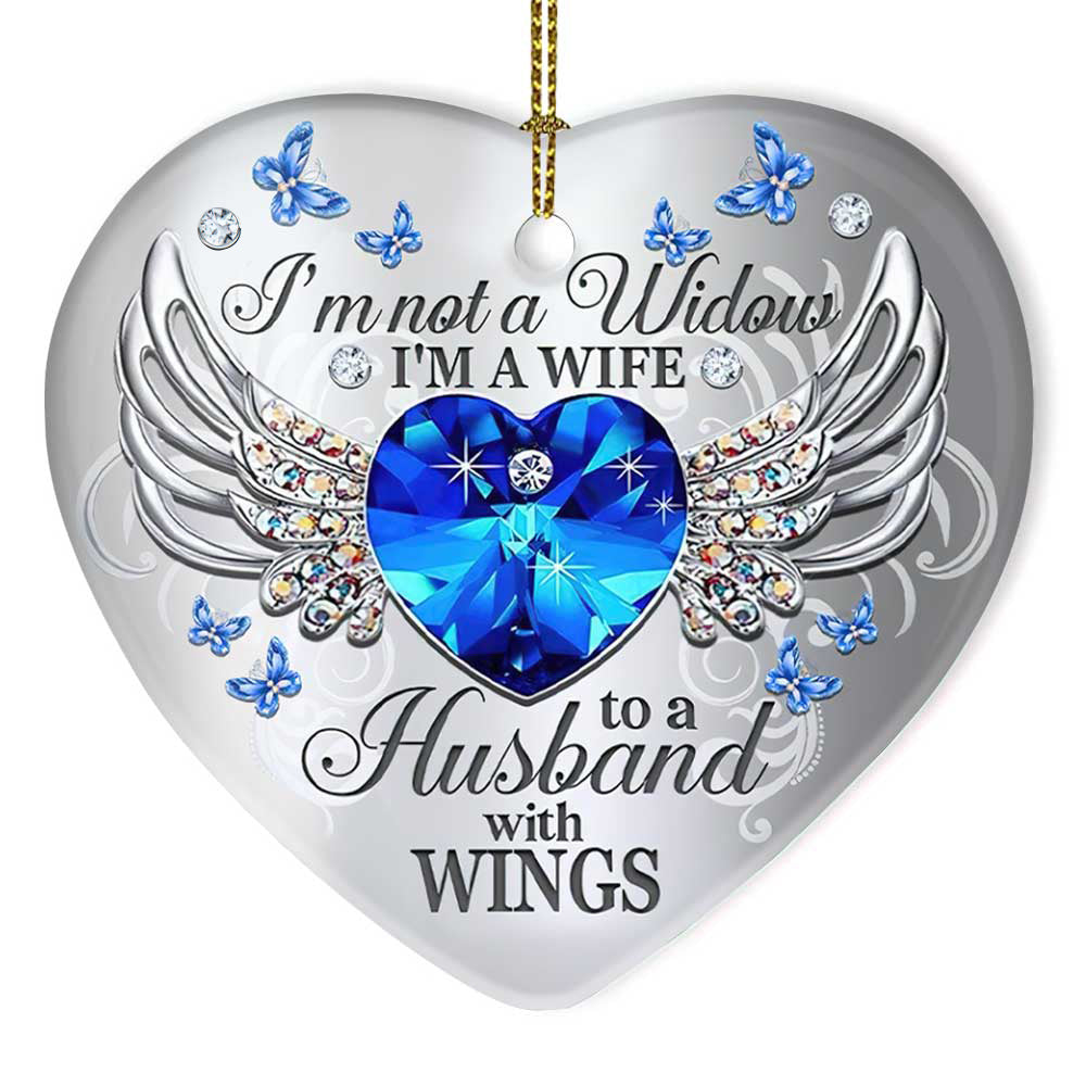 Jewelry Butterfly My Husband Has Wings Heart Ornament - Christmas Ornament - Ciaocustom