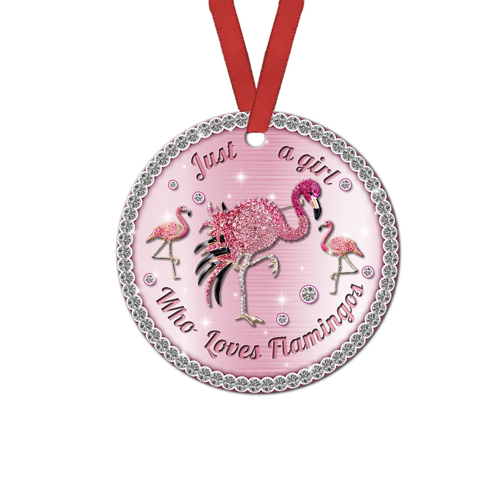Jewelry Flamingo Girls Love Flamingos Circle Ornament - Christmas Ornament - Ciaocustom