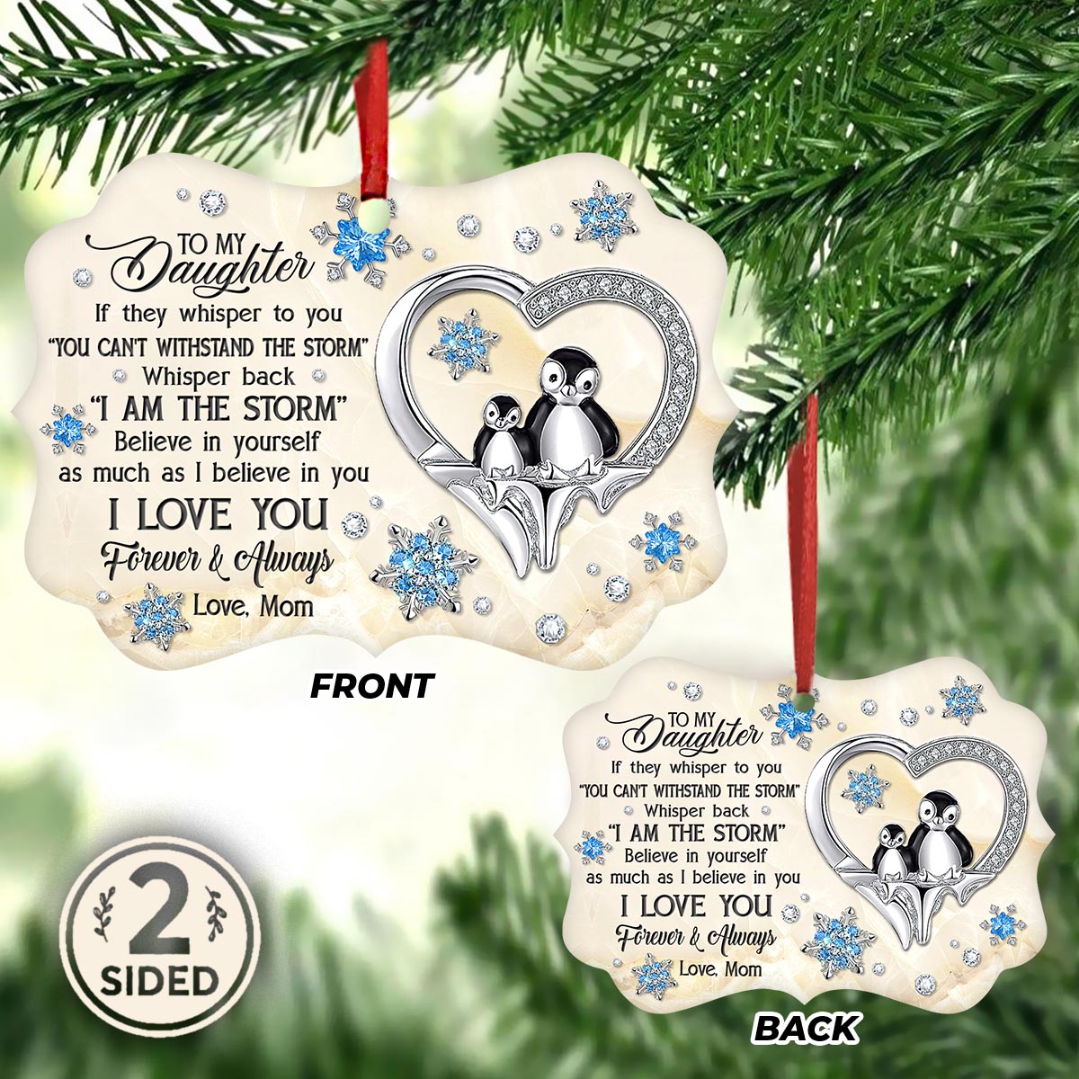 Jewelry Penguin To My Daughter Metal Ornament - Christmas Ornament - Christmas Gift