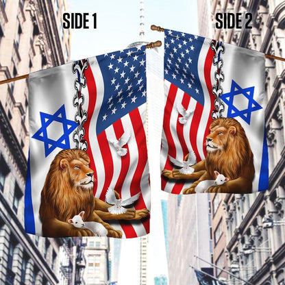 Jewish Israel Lion Of Judah Israel American Flag - Outdoor House Flags - Decorative Flags