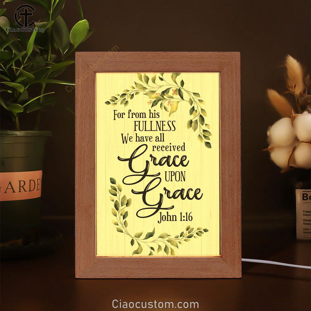 John 116 Esv Grace Upon Grace Bible Verse Wooden Lamp Art - Bible Verse Wooden Lamp - Scripture Night Light