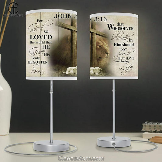 John 316 Lamp Art For God So Loved The World John 316 Kjv Table Lamp Print - Christian Room Decor