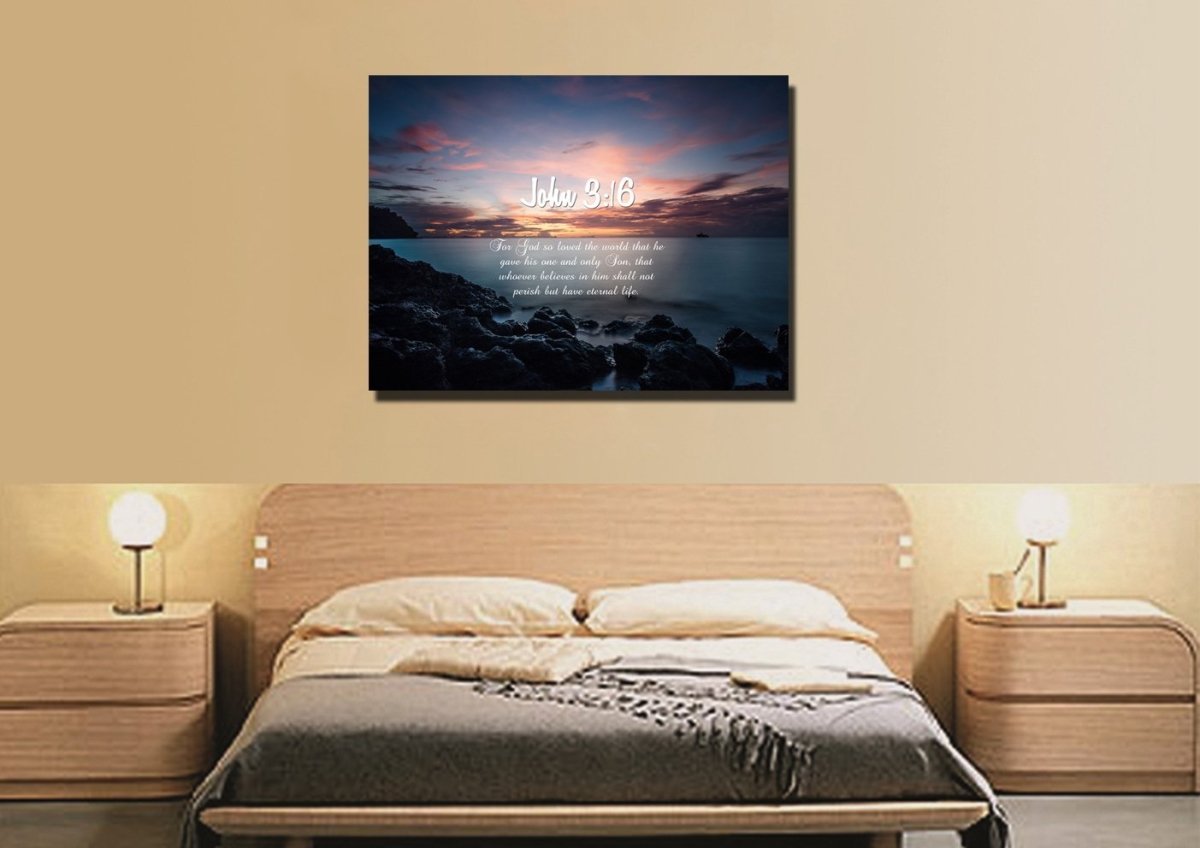 John 316 Niv #18 Bible Verse Canvas Wall Art - Christian Canvas Wall Art