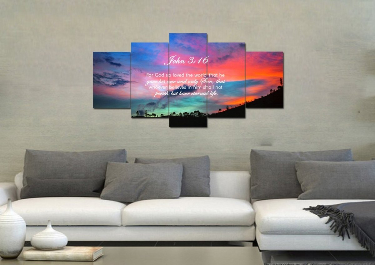 John 316 Niv #19 Bible Verse Canvas Wall Art - Christian Canvas Wall Art
