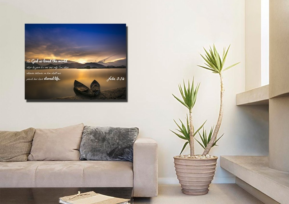 John 316 Niv #22 Bible Verse Canvas Wall Art - Christian Canvas Wall Art