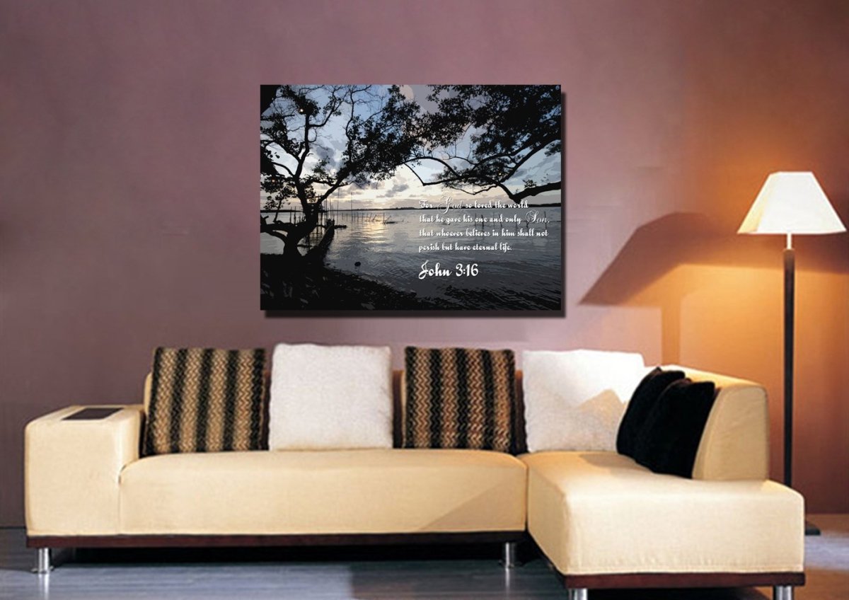 John 316 Niv #24 Bible Verse Canvas Wall Art - Christian Canvas Wall Art