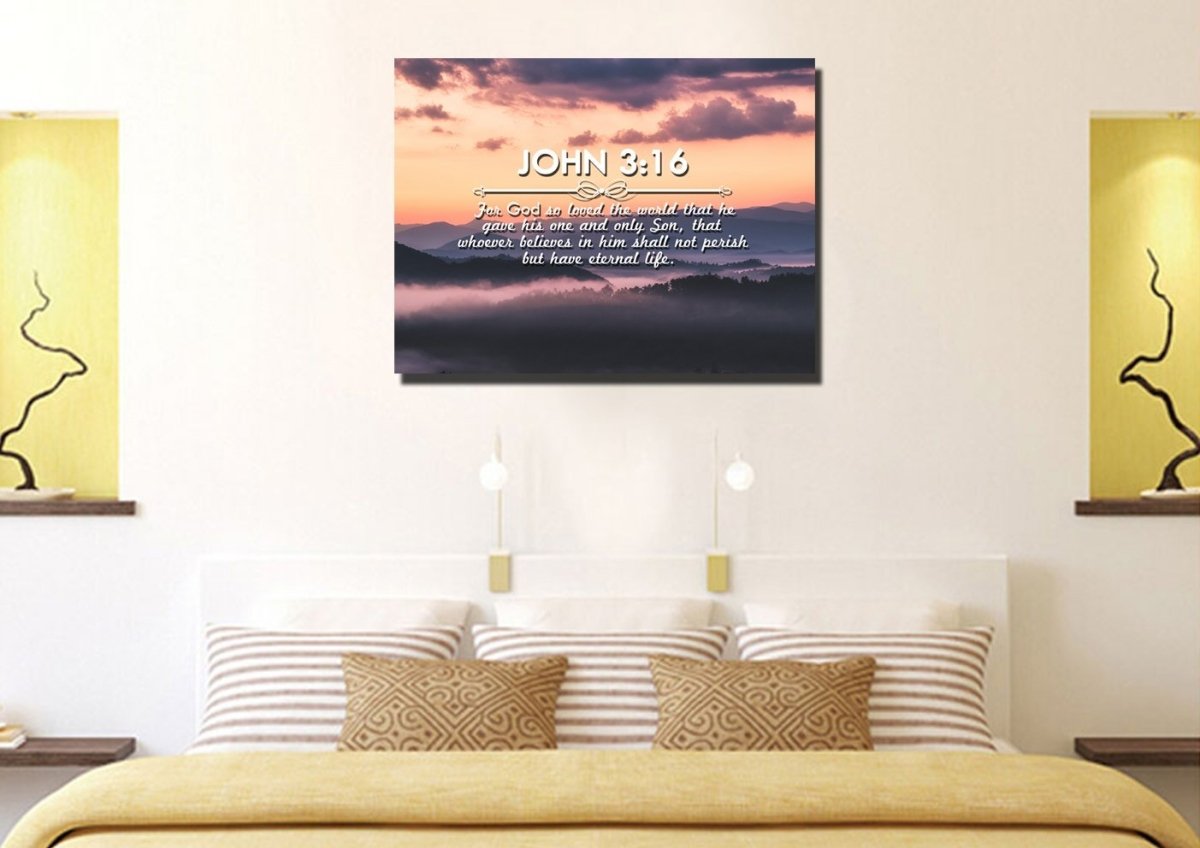 John 316 Niv #25 Bible Verse Canvas Wall Art - Christian Canvas Wall Art