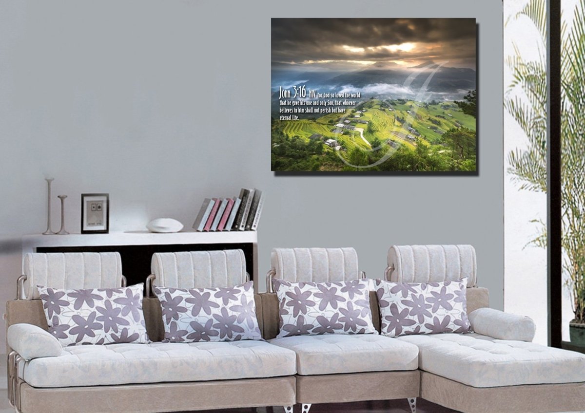 John 316 Niv #30 Bible Verse Canvas Wall Art - Christian Canvas Wall Art