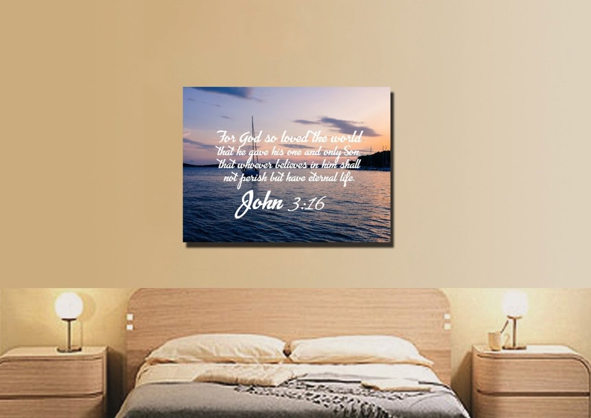 John 316 Niv #5 Bible Verse Canvas Wall Art - Christian Canvas Wall Art