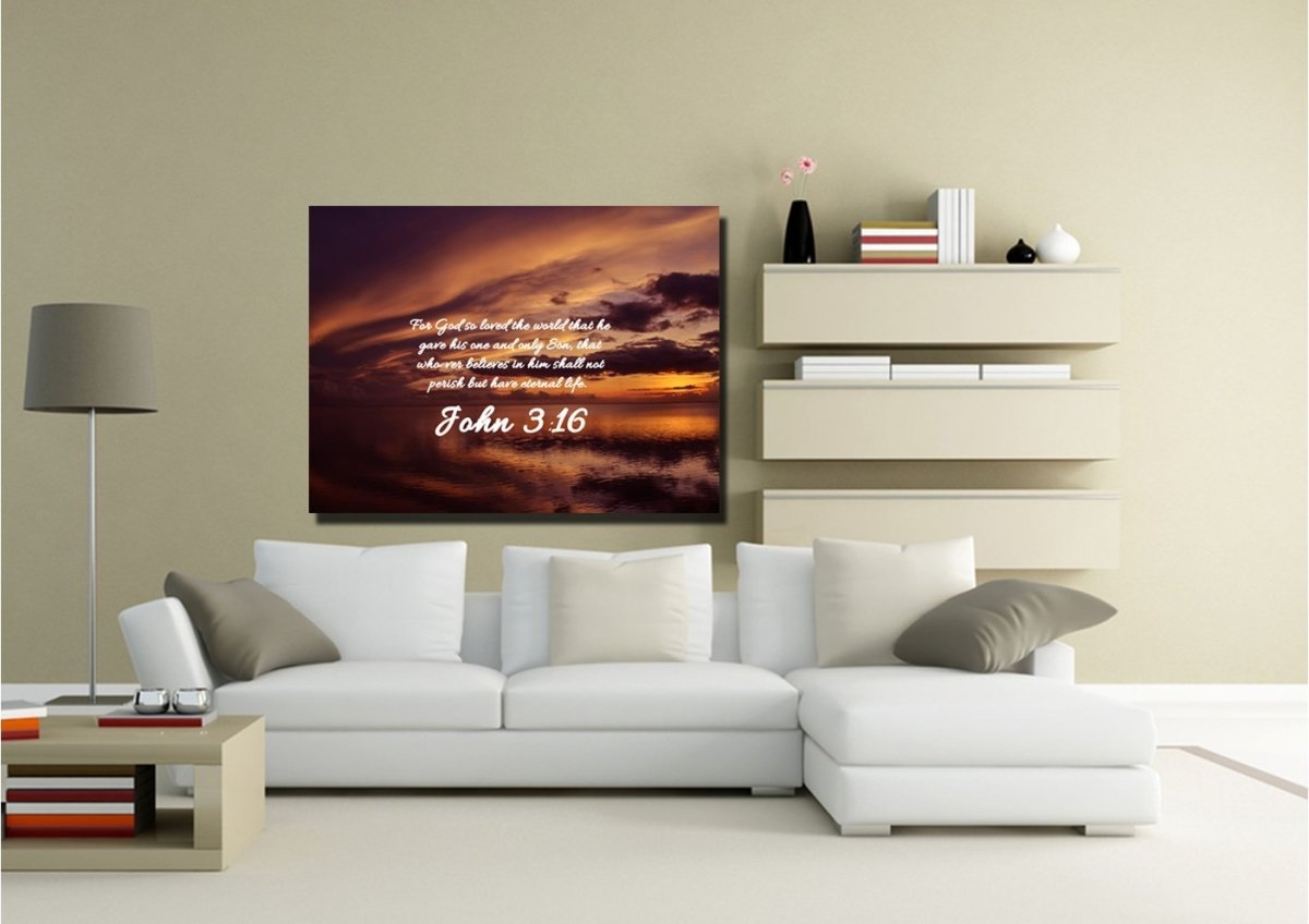 John 316 Niv #8 Bible Verse Canvas Wall Art - Christian Canvas Wall Art