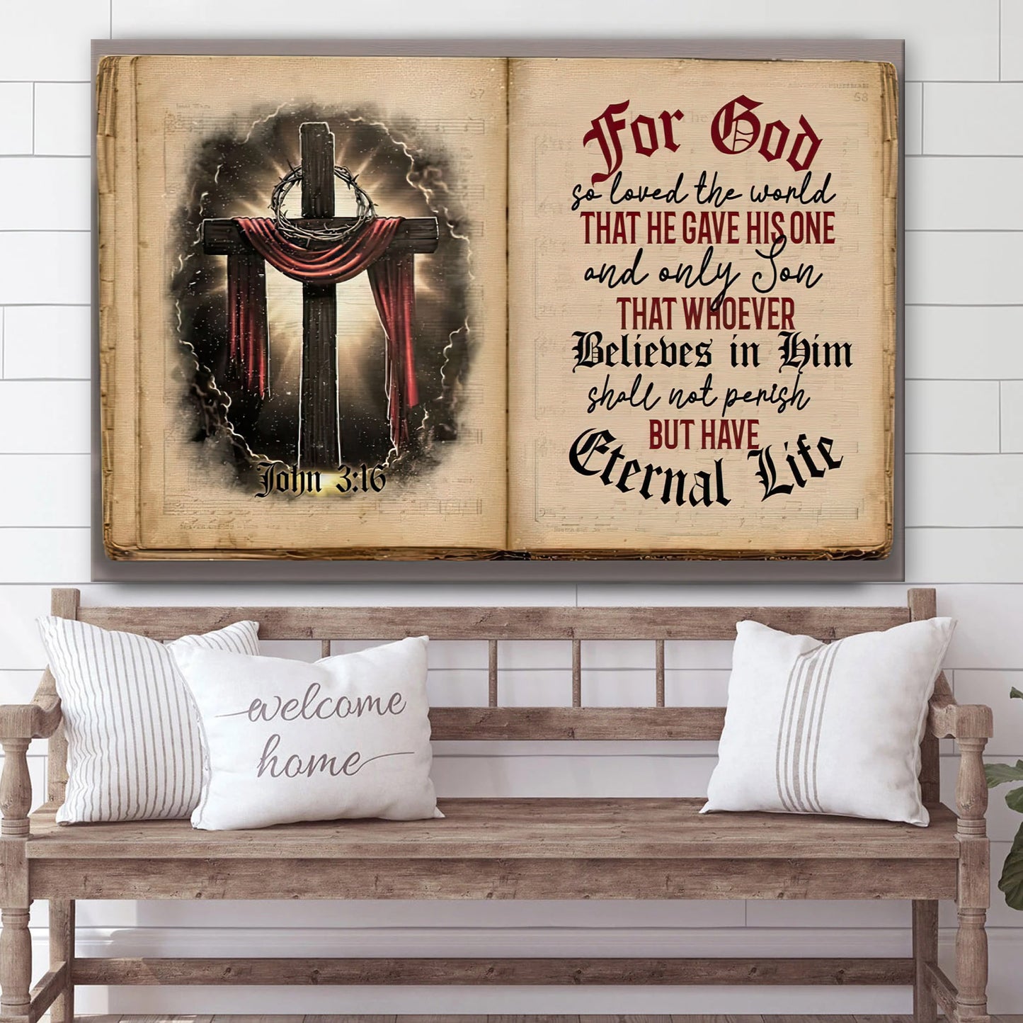 John 316 Niv Canvas Wall Art Christian Decor - Jesus Painting On Canvas