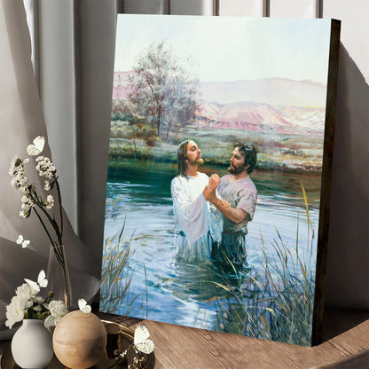 John The Baptist Baptizing Jesus Canvas Wall Art - Jesus Christ Canvas - Christian Wall Art