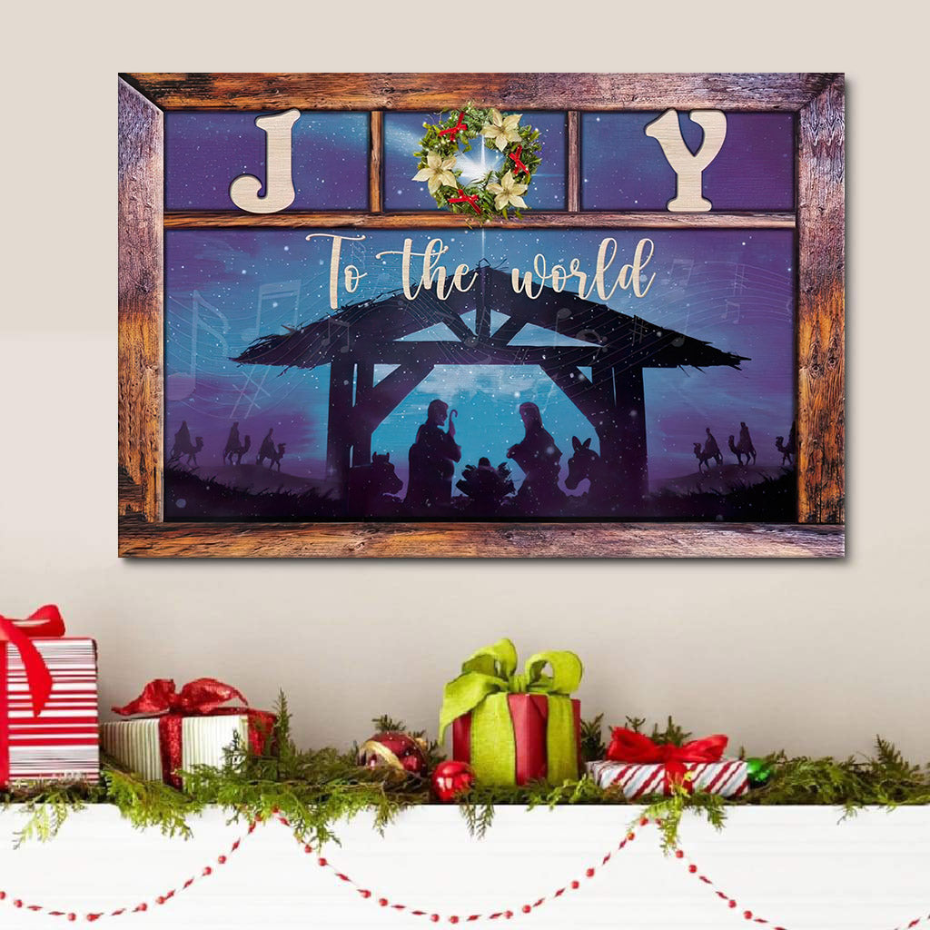 Joy To The World Jesus Born Christmas Wall Art Canvas Gifts - Art On Wall - Christian Wall Art
