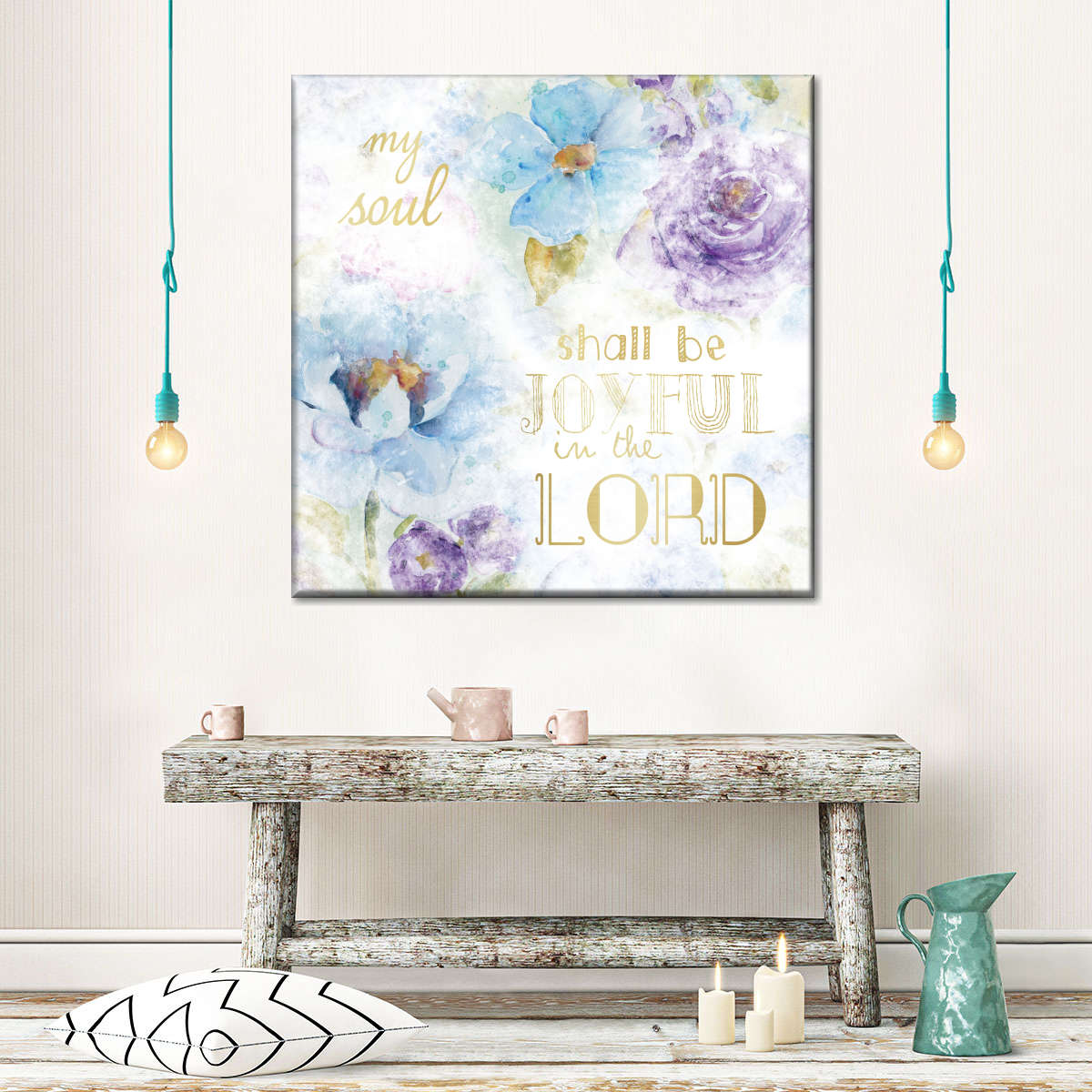 Joyful Square Canvas Art - Christian Wall Decor - Christian Wall Hanging