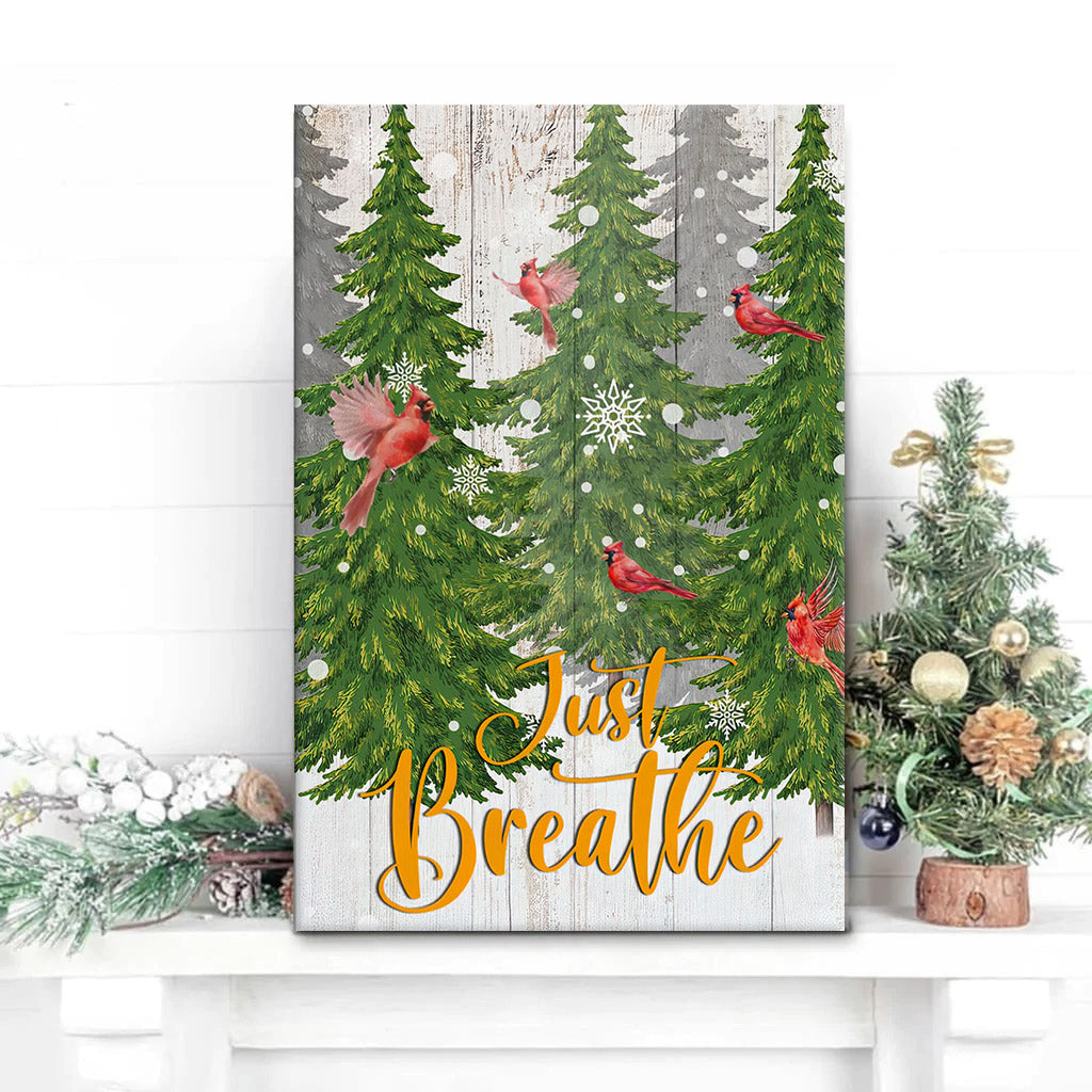 Just Breathe Cardinal Bird Christmas Wall Art Canvas Gifts - Religious Posters