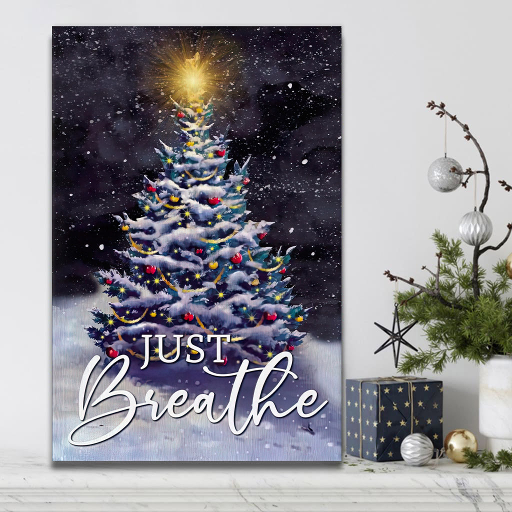 Just Breathe Christmas Tree Wall Art Canvas Decoration - Religious Posters