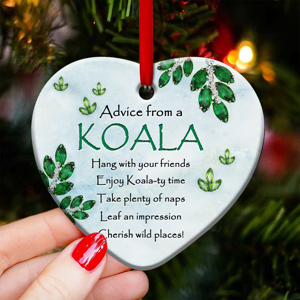 Koala Advice Heart Ornament - Christmas Ornament - Ciaocustom