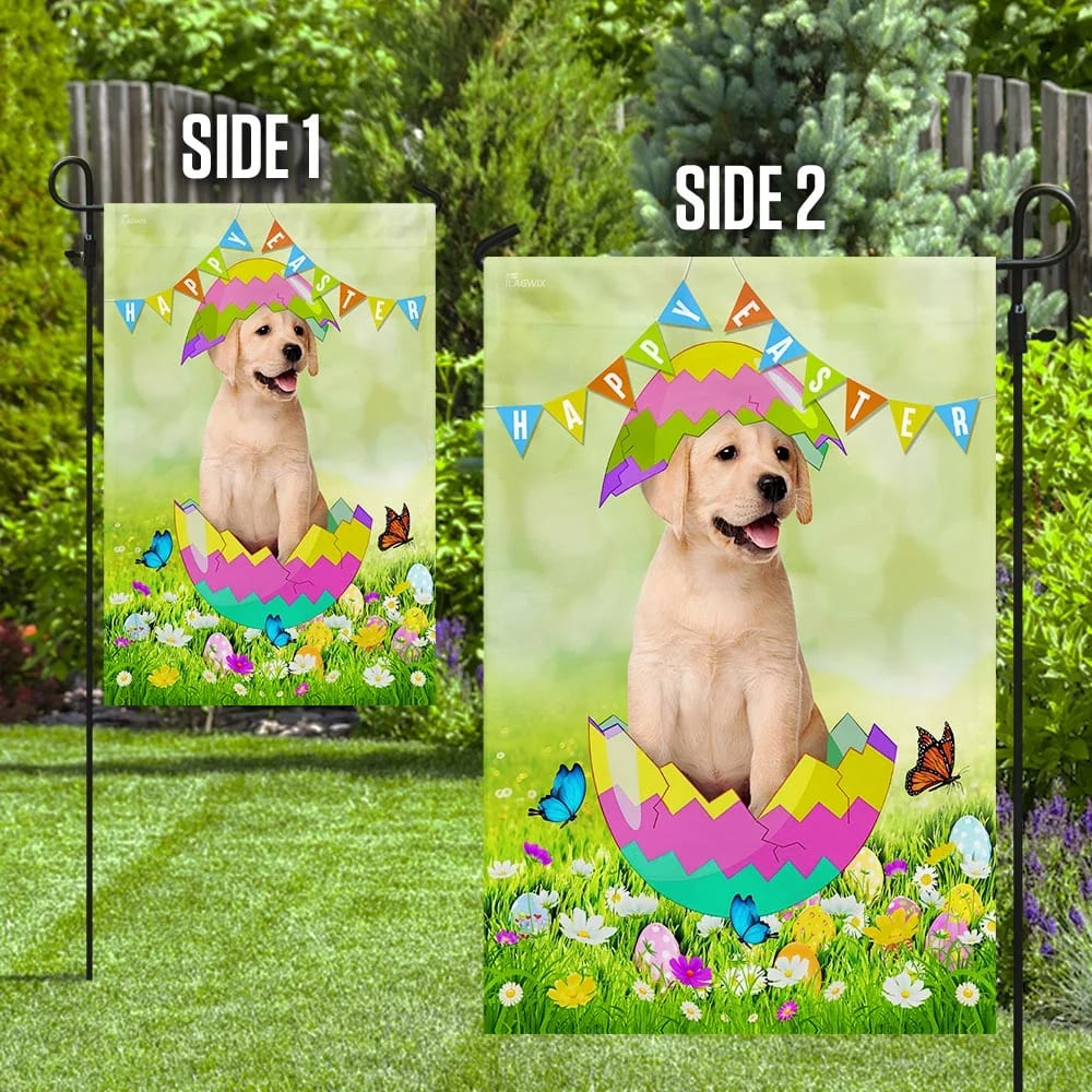 Labrador Retriever Egg Easter House Flags - Happy Easter Garden Flag - Decorative Easter Flags