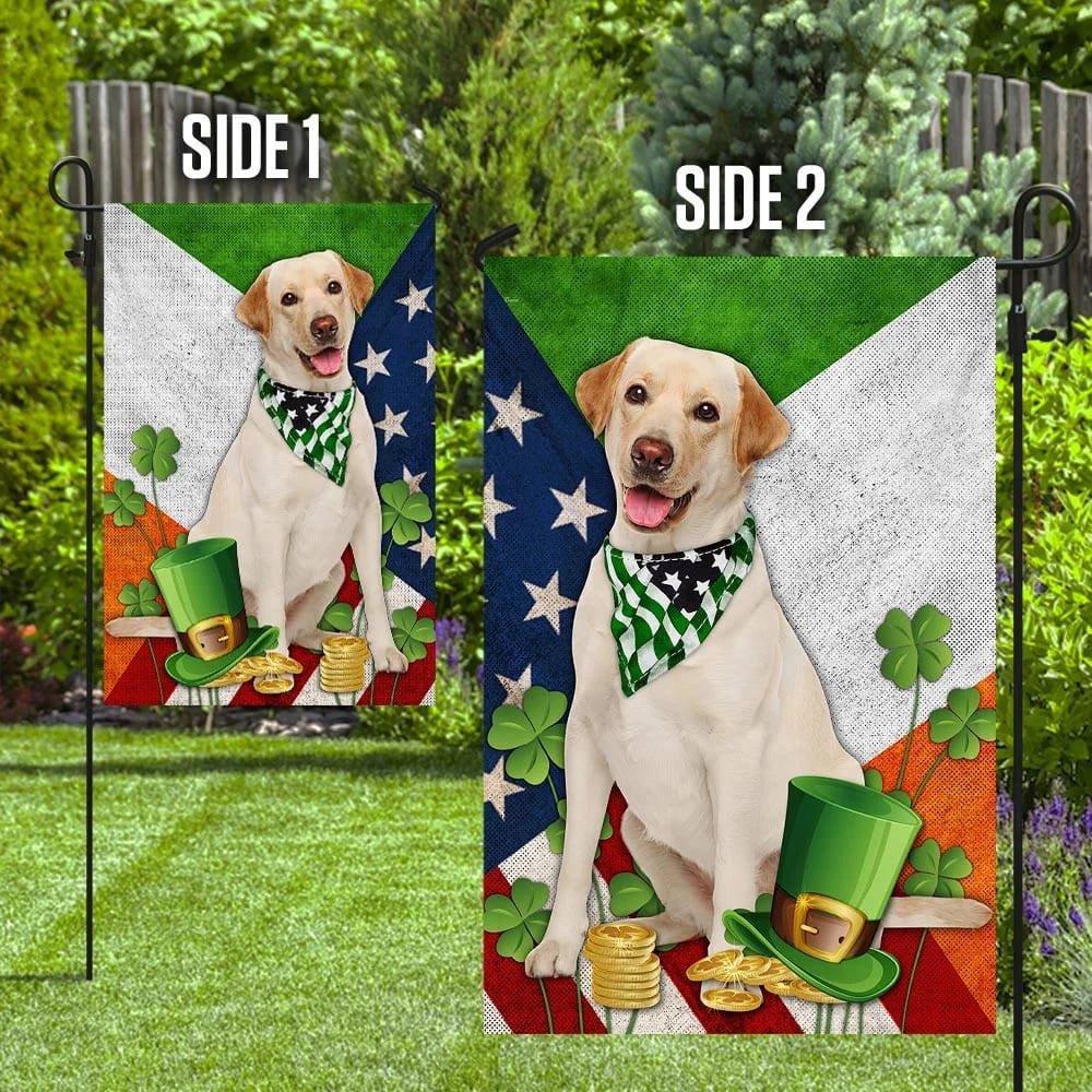 Labrador Retriever House Flag - St Patrick's Day Garden Flag - Outdoor St Patrick's Day Decor