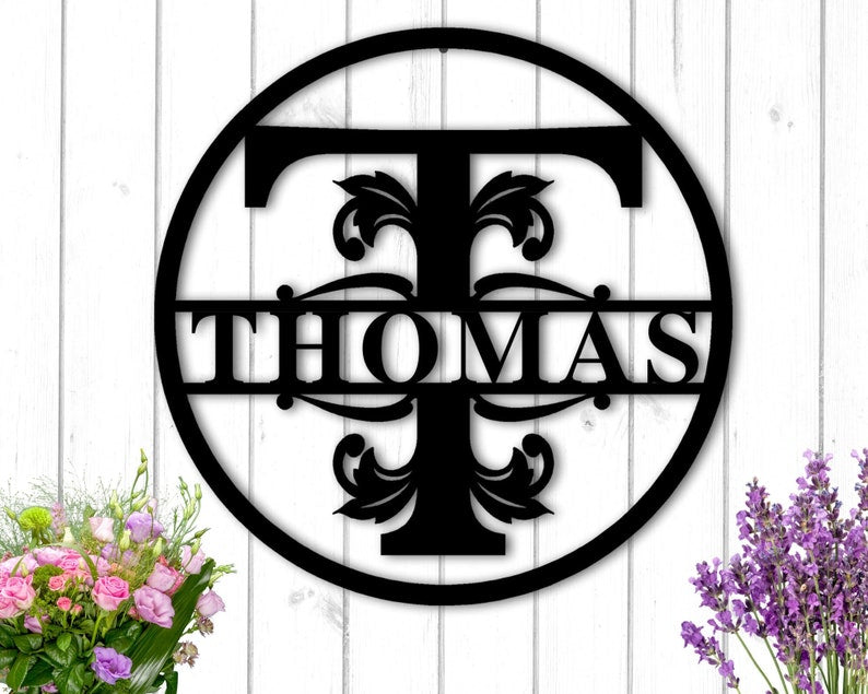 Last Name Metal Sign - Door Hanger - Metal Monogram Sign - Family Name Sign - Split Letter Monogram - Housewarming Gift