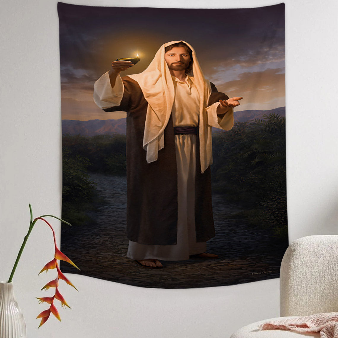 Lead Kindly Light Tapestry - Jesus Picture - Religious Tapestry - Christian Tapestry Wall Hangings